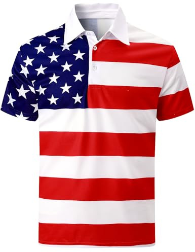 COSAVOROCK Herrenfest Grafik Poloshirts Kurzärmliges Novelty Casual Shirt