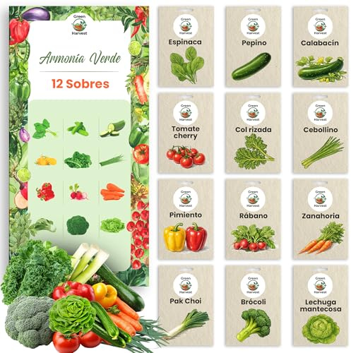 TORAF Set de Semillas de Vegetales 12 Variedades – Premium Set para Jardin, Balcón & Huerto Elevado – Tomate, Pepino,Calabacin, Lechuga, Cebollino – Set para Cultivo de Plantas de Vegetales