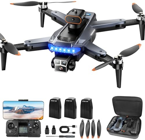 Dron con Cámara 4K GPS para Adultos y Principiantes, 54 Min Vuelo (3 Baterías), Motor Sin Escobillas, Cámara Ajustable 90°, Retorno Automático, Plegable <249g(Negro)(estándar)