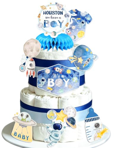 Outer Space Diaper Cake Decorations Astronaut and Rocket Themed Supplies
