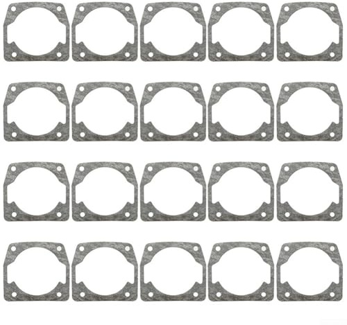 HEBEOT Confezione da 20 guarnizioni cilindriche per motosega 52 58 59 62 cc guarnizione di carta per decespugliatore motore 44,9 x 45,4 mm, parti di ricambio grigie
