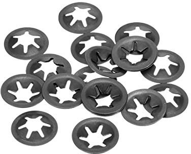 sourcing map 20 Stück M6 Stern Sicherungsscheibe 5.5mm Innendurchm. 16 mm Außendurchm. Innenzahn Sicherungsscheiben Drücken Verriegelung Clip 65Mn Schwarz