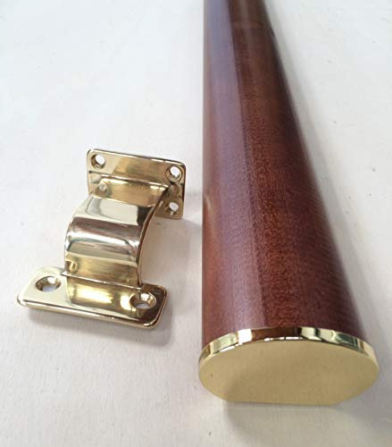 Kit corrimano art.91b pino t.noce cm. 300 completo di 3 supporti e 2 finali ottone lucido