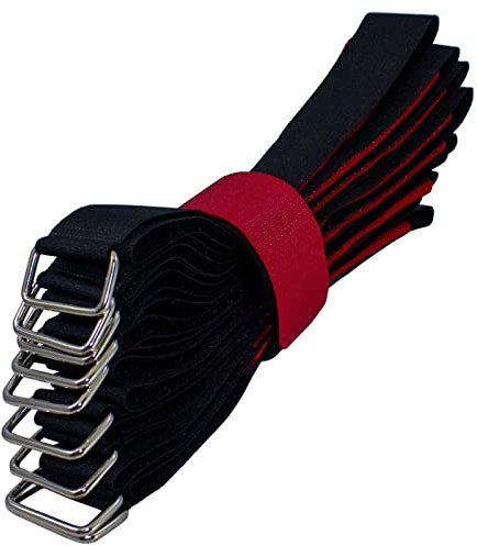 Lumonic 10x Klettbinder 600x38mm normal Schwarz Rot - Wiederverwendbare Kabelbinder aus Klettband - Zum Befestigen oder Kabelmanagement