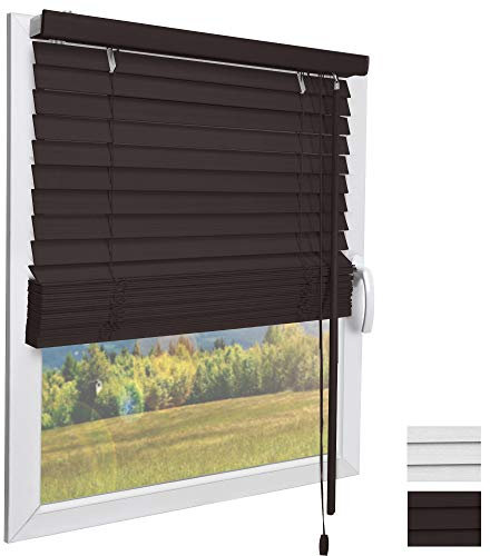 Sol Royal Holzjalousie SolDecor JH3 Jalousie aus Holz in Dunkelbraun - 80x130 cm Tür- und Fensterjalousie Holz umweltschonend produziert - Jalousien Blickschutz Fenster 3,5 cm breite Lamellen