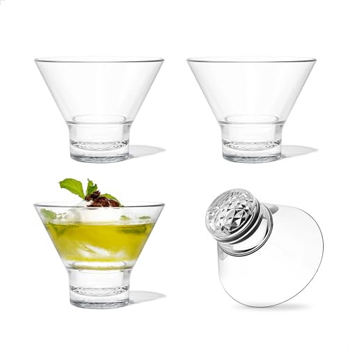 TOSSWARE Reserve Martini-Glas ohne Stiel, 237 ml, Premium-Qualität, Tritan, spülmaschinenfest und hitzebeständig, unzerbrechliche Kunststoff-Cocktailgläser, transparent, 4 Stück