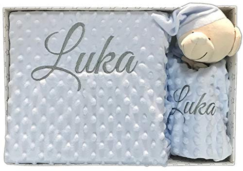Manta Bebe Personalizada + DouDou Personalizado - Regalos para Bebes Recien Nacidos - Canastilla Bebe Personalizada - Manta Recien Nacido - Regalo Baby Shower, Bautizo - Regalos Originales Bebés
