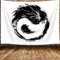 Japanischer Anime-Wandteppich, cooles schwarz-weißes Tai Chi Yin Yang Drachen Wandbehang für Schlafzimmer, asiatisches chinesisches Wandteppich, Poster, Decke, Heimdekoration (weiß, 152.4 x 101.6 cm)