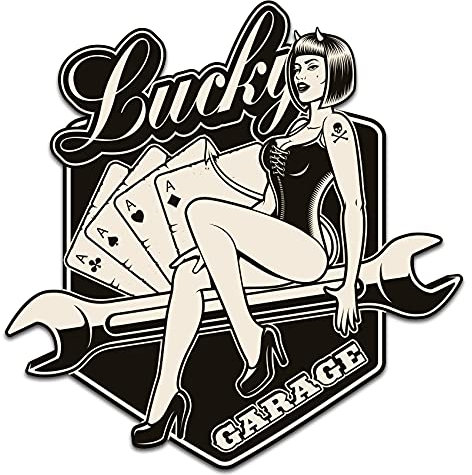 Retro Vintage Aufkleber -Finest Folia Sticker Old School Ace Kult Rockabilly (R149-8 Lucky Garage)