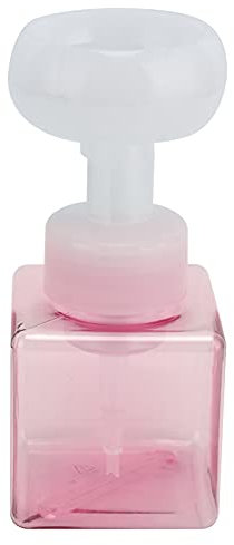 Hapivida Botella de Bomba de Espuma de 250 Ml Portátil Recargable Reutilizable Sifang Transparente en Forma de Flor Subenvasador Cosmético Dispensador de Jabón Líquido (Rosa Transparente)