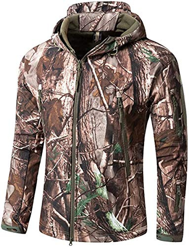 VADOOLL Herren Taktische Jacke Softshell Fleece Kapuzen Outdoor Mantel Warme Winterjacke Militär Softshell Taktische Jacke (FSEHNG,3XL)