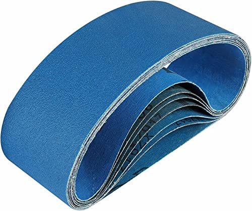 B BRESUCNY 3 x 21 Bandschleifbänder, 10 Stück Bandschleifer 3 x 21 (40 60 80 120 Körnung), Zirkonia-Bandschleifpapier, Schleifbänder für Metall, Holz, Autos, Möbel, Edelstahl, Küche
