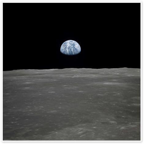 NASA Apollo 11 Aufgang der Erde Poster 70 x 70 cm | NASA Erdaufgang Über Dem Mond Astronomie Raumfahrt Weltraum Weltall Earthrise Armstrong Hubble HST James Webb Planeten