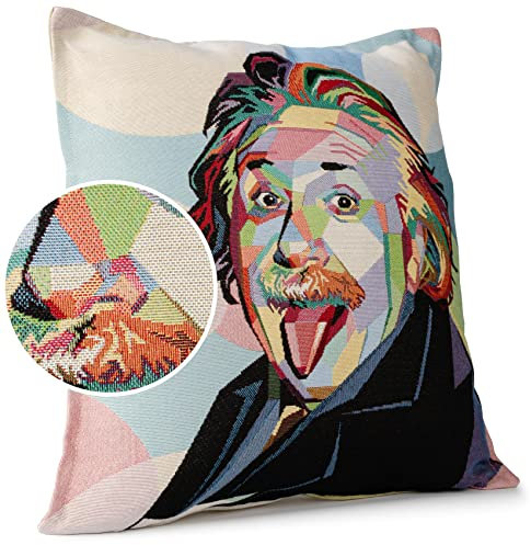 Kissenbezug Dekokissen Kissen Sofakissen Kissenbezüge Kissenhülle Gobelin Motiv Albert Einstein 45x45cm mit Füllung
