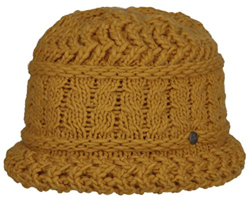 LIERYS Classico Strickhut Damen Glockenhut mit Schurwolle Made in Germany Herbst Winter senf One Size