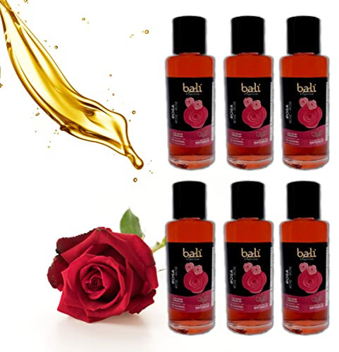 Bali fragancias Pack de Esencias al Aceite de Rosa para Humidificador. Set de Ambientadores Dulces y Florales en Esencia para Difusor. Aceite Natural para Quemador de Aromaterapia. 50 ml. 6 Unidades