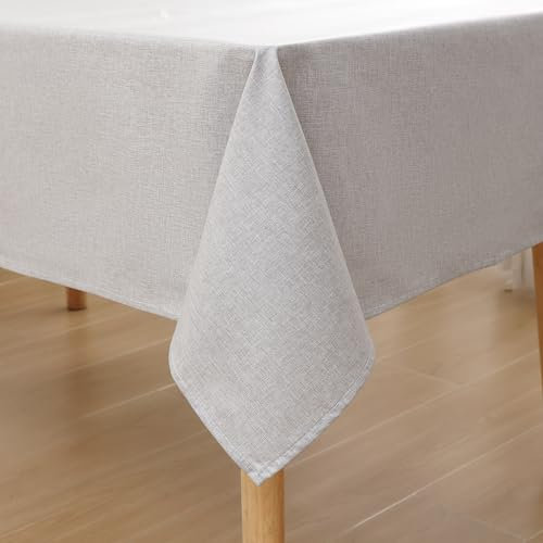 Homaxy Leinenoptik Tischdecke Abwaschbar Lotuseffekt Eckig 100 x 140 cm Tischtuch Leinendecke Wasserabweisend Tafeldecke Tischwäsche Fleckschutz, Hellgrau