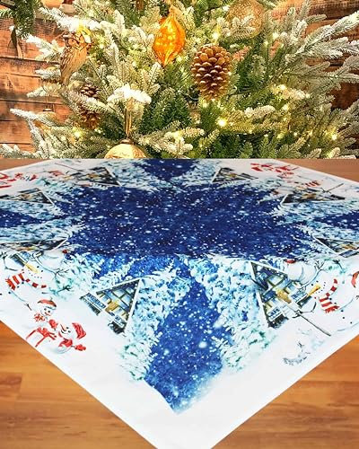 KAMACA Tischdecke Mitteldecke 85x85 cm mit hochwertigem Druck-Motiv Küche Esstisch Eyecatcher Herbst Winter Weihnachten (Winter Fun)