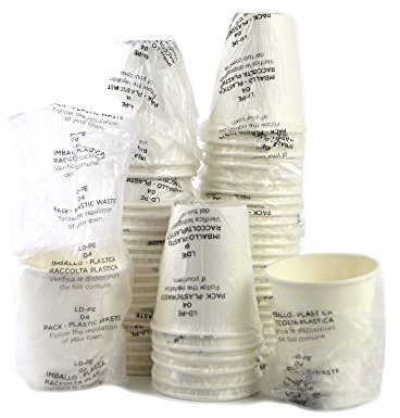 SDG PZ 100 5,5 OZ (150 ML) BICCHIERI IN CARTA BIANCHI IMBUSTATI SINGOLARMENTE IDEALI PER CAFFE, CAFFETTERIE, THE E CAFFE LUNGO, LATTE CAFFE