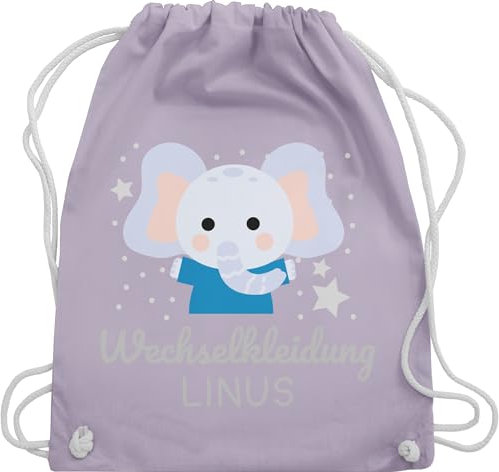 Turnbeutel Rucksack - Kita Beutel Wechselsachen Jungen - Wechselkleidung Elefant - Unisize - Pastell Lila - schlafbeutel kindergarten wechselbeutel personalisierte elephant stoffbeutel