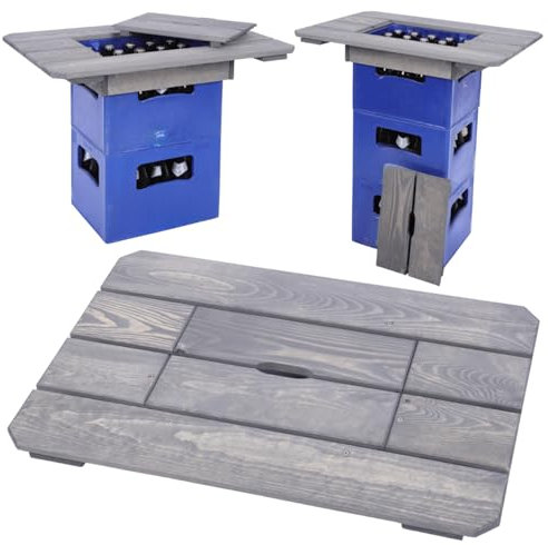 MODO24 Tischaufsatz, Getränkekasten, Tragbare Tischplatte, In- & Outdoor, Wetterfest, Bierkasten Stehtisch, Holztisch Stehtisch, Biertisch, Bistrotisch, Partytisch, Abmessungen 78x53 cm, Farben: Grau