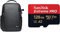 TARION Kamerarucksack, Wasserdicht Fotorucksack SLR Kameratasche Kamera Rucksack & SanDisk Extreme PRO microSDXC UHS-I Speicherkarte 128 GB + Adapter & RescuePRO Deluxe