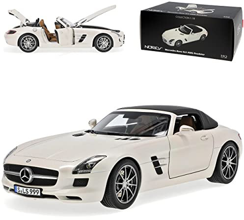 Norev Mercedes-Benz SLS AMG Gullwing Roadster Weiss R197 2009-2014 1/18 Modell Auto mit individiuellem Wunschkennzeichen