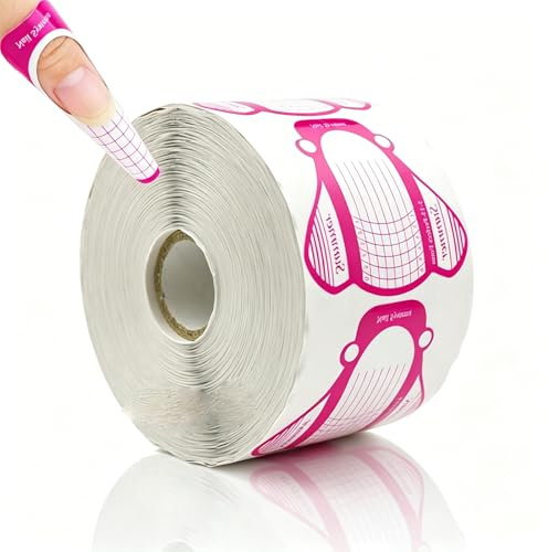 Eabdice 500 Stuks Rosa Nagel Schablone, Modellier-Schablone Selbstklebend, Nagel-Verlängerung Schablonen, Geeignet für Frauen, Mädchen, Maniküristen