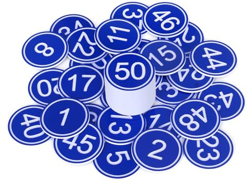 NanTun Plastiktisch Nummer Lagerung Schließfach Schrank Zahlen Pubs Restaurants Clubs Tags 50 Stück - Blau - 1 bis 50