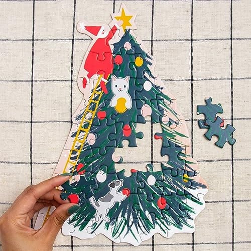 Talking Tables 50 Piece Christmas Tree Shaped Puzzle for Kids Children Game Age 3+ Jigsaws, Xmas Eve, Present, Stocking Filler Ideas, Gift for boys or girls | 100% plastic-free