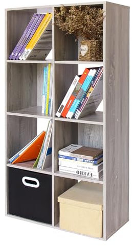 PACHIRA Bücherregal mit 4 Ebenen, 2 * 4 Holz Bücherschrank Stufenregal, Standregal mit 3 Fächern, offenes Aufbewahrungsregal Würfelregal für Kleidung, Spielzeug, Büroregal für Wohnzimmer