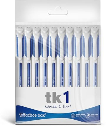 Office Box TK1 Tintenroller mit Metallspitze und dreieckigem Soft-Touch-Körper, schreibt mehr als 1 km (Packung mit 20 Blau)