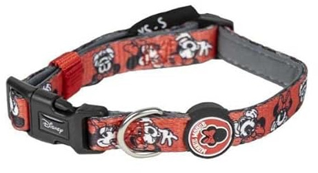 Premium-Hundehalsband von Minnie Maus, Rosa, Größe XXS-XS, Klickverschluss, Polyester, Design mit 3D-Details, Originalprodukt, entworfen in Spanien