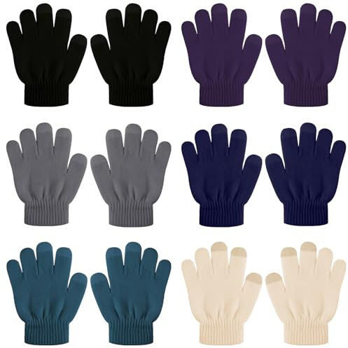 SATINIOR 6 Paar Winter Kinder Handschuhe Kleinkinder Strickhandschuhe Baby Stretch Fäustlinge (Stilvolle Farbe, 1-4 Jahre)