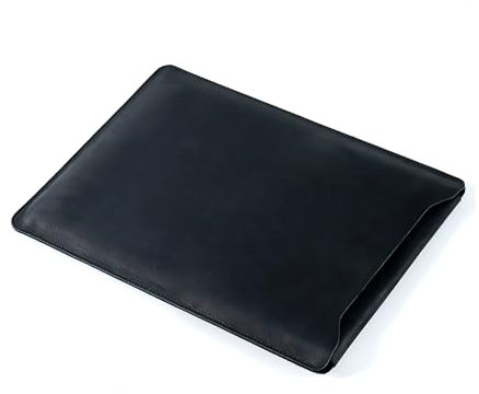 AIGUONIU Real Leather Laptop Sleeve for MacBook Pro & Air Fits12, 13, 14inch-Vintage Leather Tablet Inner Bag (Black 12inch)