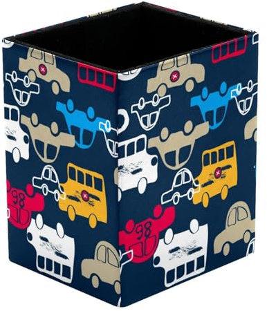 VAPOKF Stiftehalter für Schreibtisch, buntes Auto, Bus, Taxi, Drucke, Stiftehalter, Stiftehalter, Make-up-Pinsel, Aufbewahrung, Schreibtisch, Schreibwaren, Organizer für Home Office