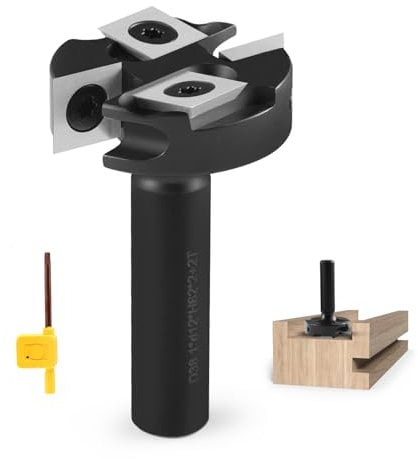 Trvoxviq Planfräser 12mm Schaft 2+2 Flöten, 38.1mm Durchmesser Hobelfräser für Oberfräse mit Wendeplatten (12x12X2.2mm), Spoilboard Schaftfräser Abflachfräser Oberflächenbit für Holzbearbeitung