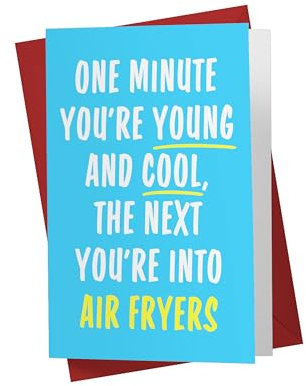 Karto Funny Birthday Card for Men Women, Large 5.5 x 8.5 Happy Birthday Card for Him Her, Birthday Card for Dad Mom Husband Wife, 50th 60th 70th 80th - Air Fryer