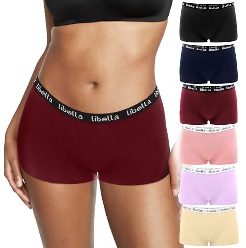 Lakpoau Boxershorts Damen Baumwolle,Hipster Panties Damen Unterhosen Damen Panty aus 100% Baumwoll Schritt,Atmungsaktiv Boxershorts Unterwäsche Frauen Hotpants Damen 6er Pack