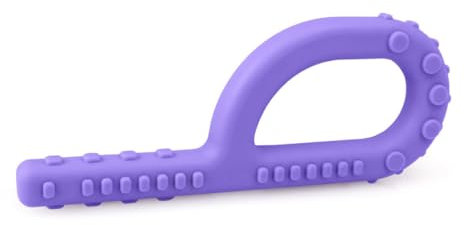 ARK® Grabber Standard in glatt oder texturiert mit einfacher Handhabung für Kinder durch Schlaufenform inkl. ATC Pflegeanleitung - Kiefermotorik, Beißblock, Kauen, Zahnen (fest - lavendel, texturiert)