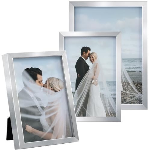 Afuly 10x15 Bilderrahmen Collage 13x18 3er Set Silber Modern Shabby Chic Fotorahmen Deko für Wand Tisch Display Family Freund Hochzeit Geburtstag Geschenke für Mama Oma
