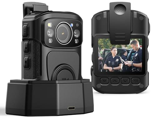 BOBLOV B4K5 256GB 4K Bodycam Polizia professionale, 3400mAh IP68 impermeabile GPS Police Body Cam per 11 ore di registrazione video, fornisce dock di ricarica, Fotocamere montate sul corpo