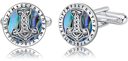 Manschettenknöpfe mit Wikingerhammer Sterlingsilber Thorshammer Hemdmanschettenknöpfe Wikingerschmuck Geschenke für Männer Ehemann Vater Sohn