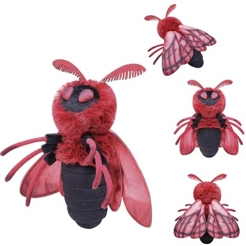 lilizzhoumax Rotes Seidenmotten-Plüschtier, 30 cm, realistisch, Stofftiermotte, Plüschtier, niedliches Baby, superweiches Insekt, Heimdekoration, Tierspielzeug, Geschenk für Kinder, Jungen, Mädchen