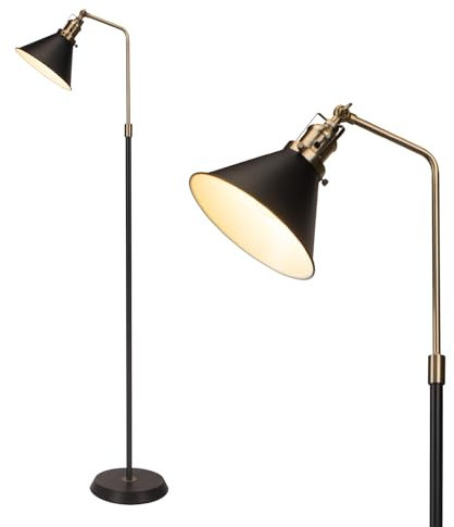 HonoDing Lampadaires pour salon avec abat-jour en fer noir et bronze ajustable à 360°,Lampadaire avec ampoule E26 A19, grande lampe sur pied de 58,26 pouces pour chambre à coucher et bureau
