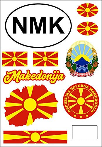 Daged Mazedonien Aufkleber Karte Stickerbogen - PKW Auto Motorrad Biker Flagge Fahne Deko AK