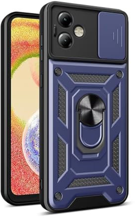 COMAKU Ultra Panzerhülle für Motorola Moto G55 5G, TPU+PC Stoßfeste Hülle mit Slide Camera Cover Kameraschutz mit Ring Ständer Handyhülle - Blau