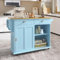 Wyibwy Carrito de cocina, isla de cocina sobre ruedas con superficie de trabajo plegable, isla de cocina móvil con 2 amplios cajones y 2 estantes ajustables (azul 2, 112 x 40 x 94 cm)