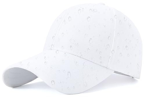 Wasserdichte Baseballkappe für Herren und Damen, atmungsaktiv, LSF 50+, Sport, Outdoor, schnell trocknend, verstellbarer Regenhut, Weiß-wasserdicht, M-L
