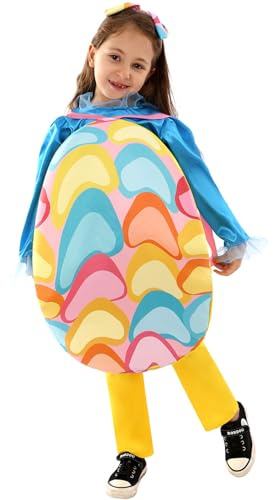 Kinder-Osterei-Kostüm, buntes Eier-Rucksack, Oster-Outfit, Party, Show, Kleidung für Jungen und Mädchen (mehrfarbig, S)